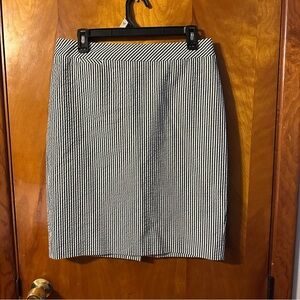 J-Crew Classic Black and White Striped Pencil Skirt